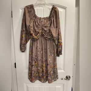 Maurices midi dress size large boho bohemian balloon sleeve floral flowy